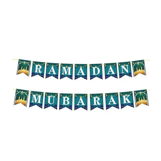 🌙 Ramadan Mubarak Bunting Banner – Festive Decorations for a Joyous Ramadan Celebration ☪️