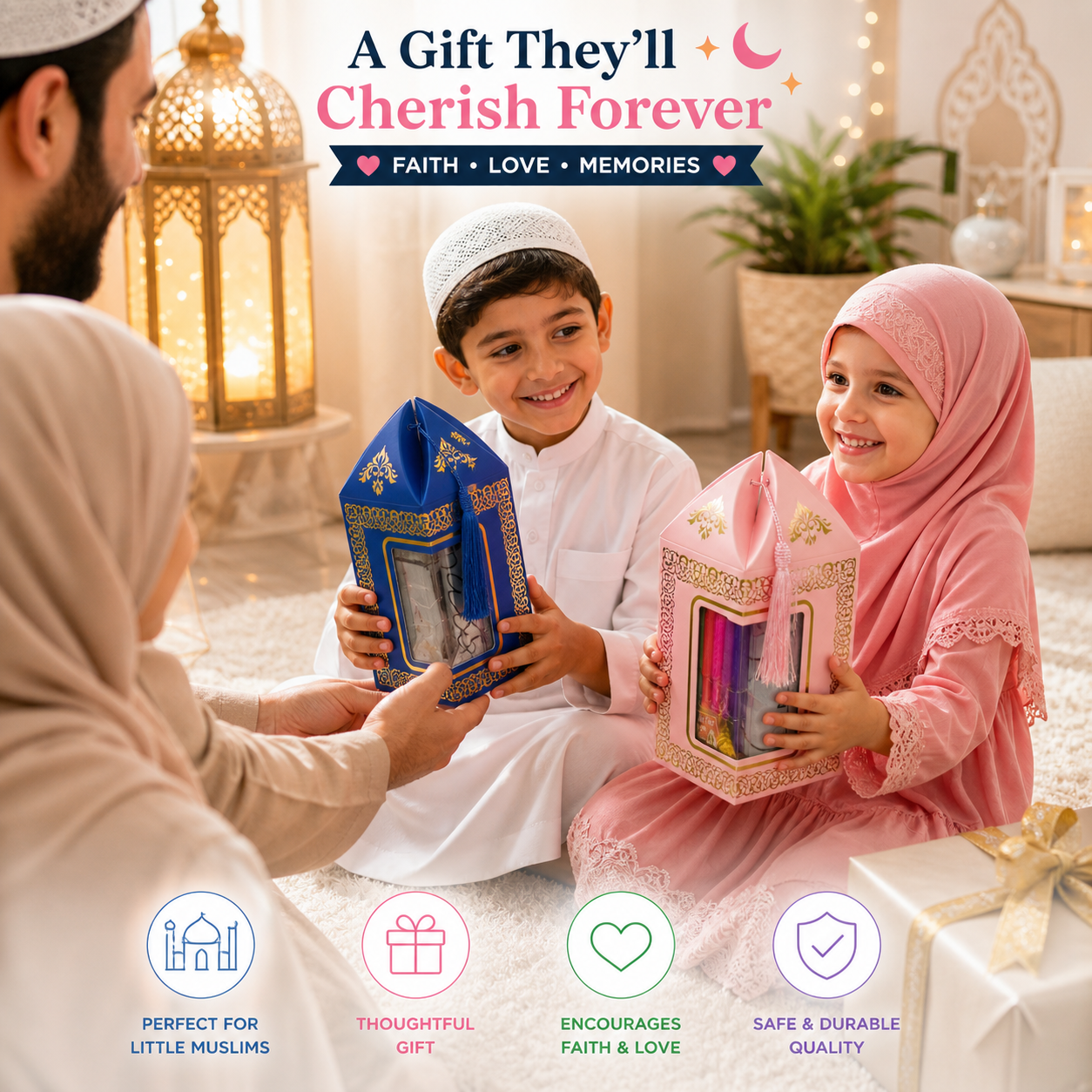 Kids Colouring Prayer Mat Set with Pens | Islamic Kids Gift