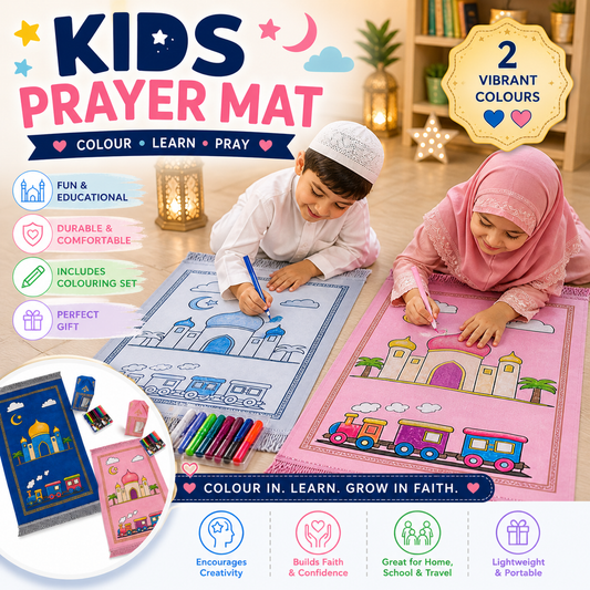 Kids Colouring Prayer Mat Set with Pens | Islamic Kids Gift