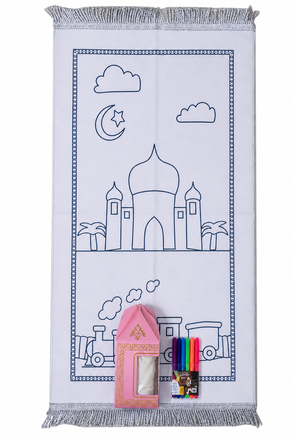 Kids Colouring Prayer Mat Set with Pens | Islamic Kids Gift