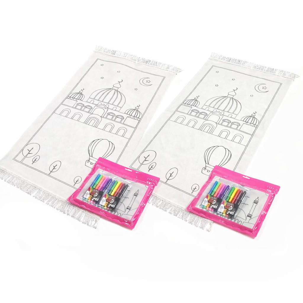 Kids Islamic Prayer Mat Colouring Set | Salah Mat Activity for Children