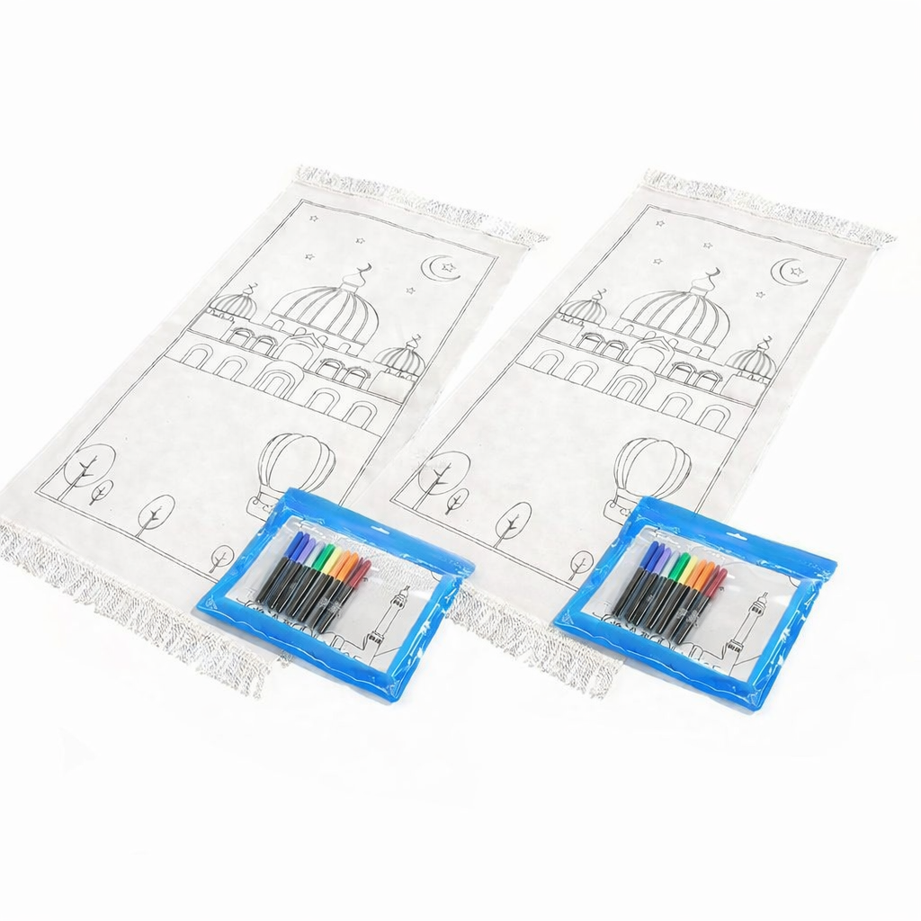 Kids Islamic Prayer Mat Colouring Set | Salah Mat Activity for Children