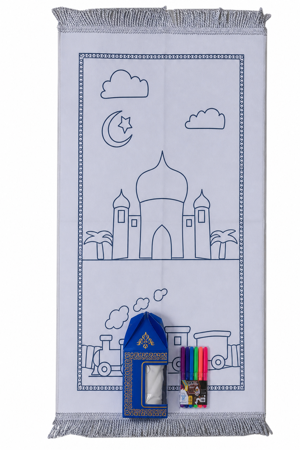 Kids Colouring Prayer Mat Set with Pens | Islamic Kids Gift