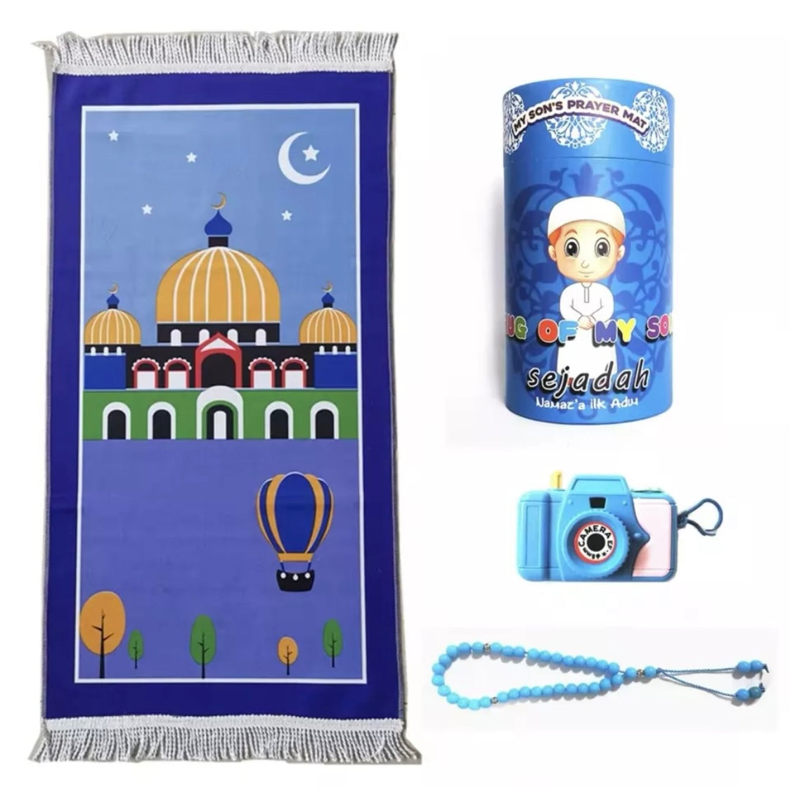 Deluxe Islamic Prayer Mat Gift Set I Kids & Adults