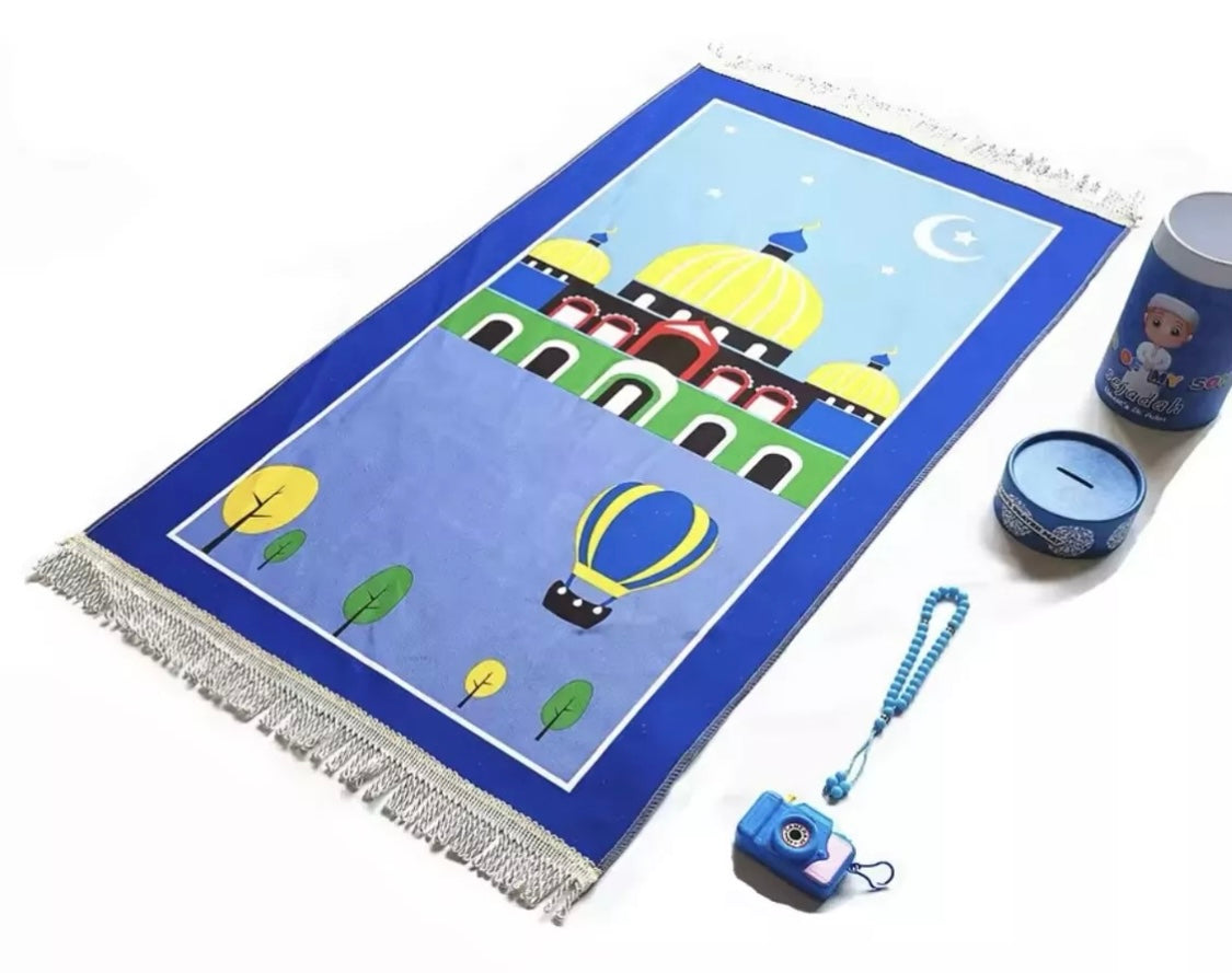 Deluxe Islamic Prayer Mat Gift Set I Kids & Adults