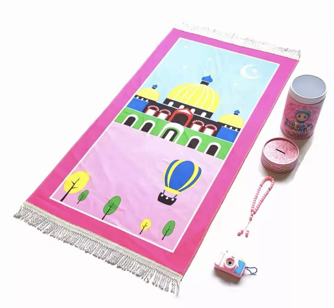 Deluxe Islamic Prayer Mat Gift Set I Kids & Adults