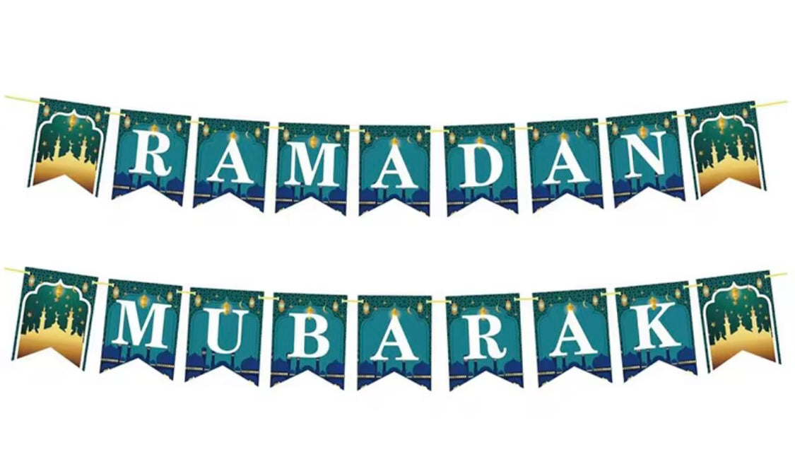 Ramadan Mubarak Handmade Wooden Calendar & Banner Bunting
