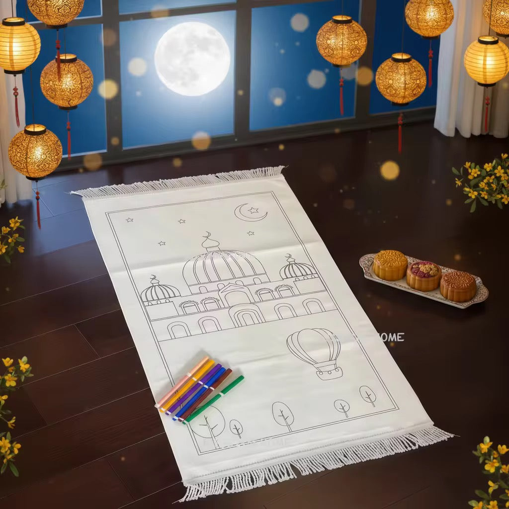 Kids Islamic Prayer Mat Colouring Set | Salah Mat Activity for Children