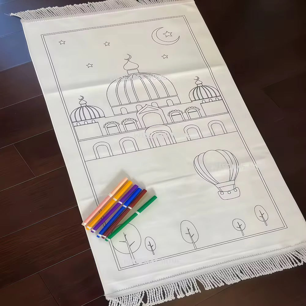 Kids Islamic Prayer Mat Colouring Set | Salah Mat Activity for Children
