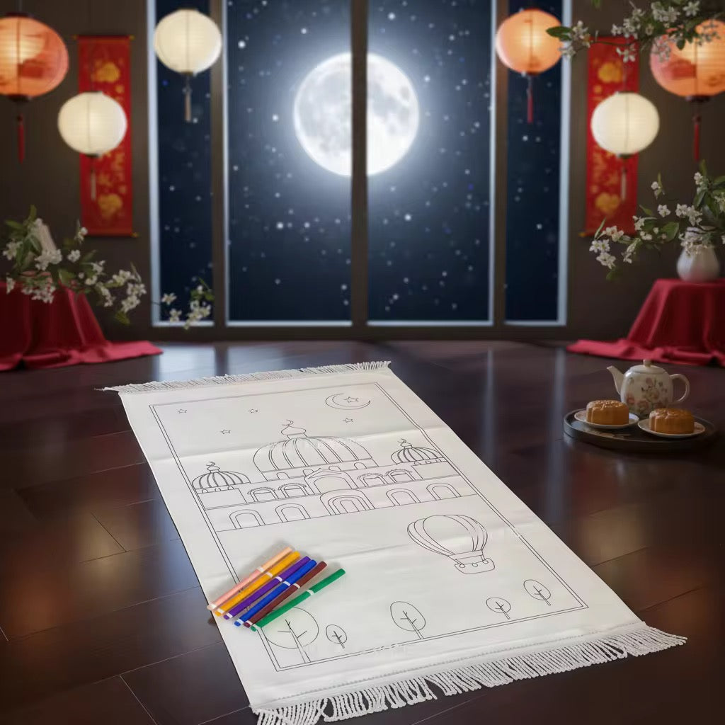 Kids Islamic Prayer Mat Colouring Set | Salah Mat Activity for Children