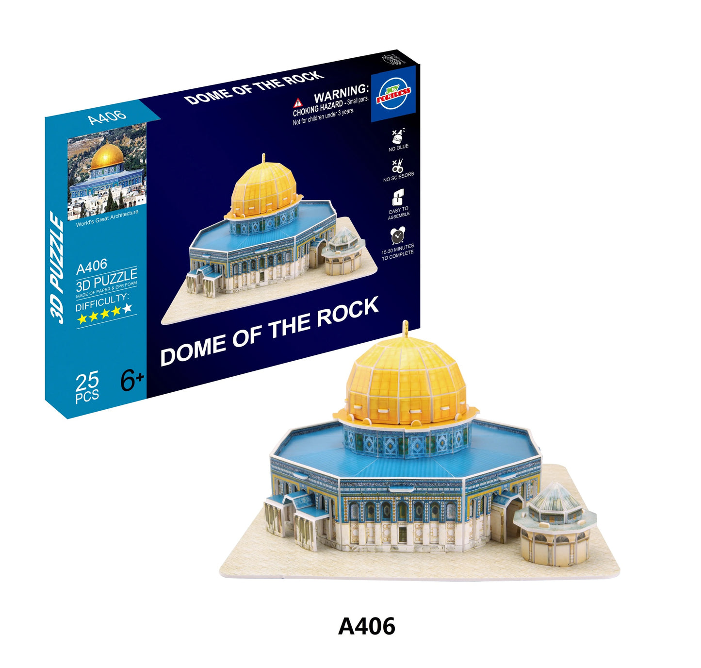 3D Puzzle Set – Famous Islamic Mosques | Educational Islamic Toy | Kaaba, Masjid Al-Haram & Dome of the Rock Model Set