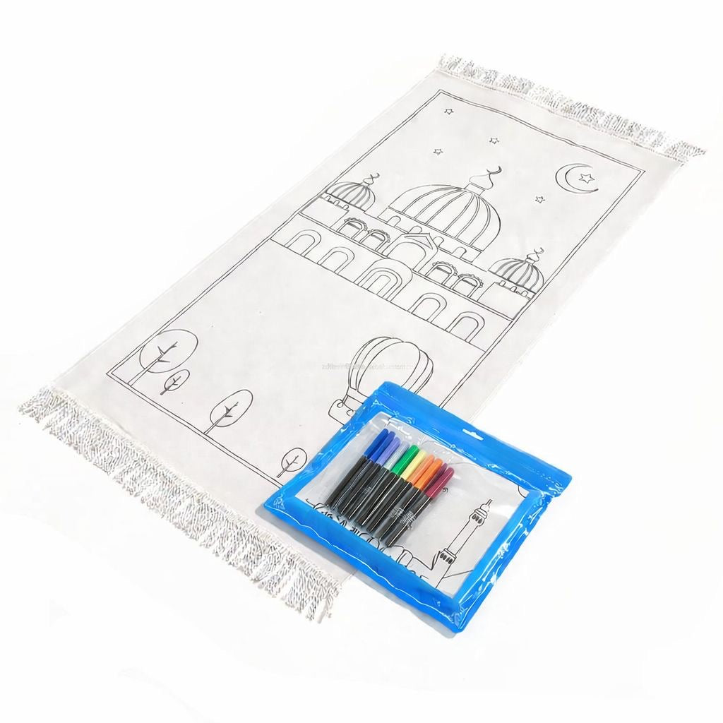 Kids Islamic Prayer Mat Colouring Set | Salah Mat Activity for Children